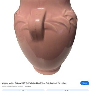Art NOUVEAU pottery vase glazed dusty Rose Pink Raised Leaf Vase FLOWERS